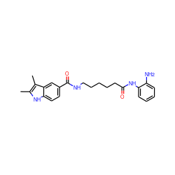 Cc1[nH]c2ccc(C(=O)NCCCCCC(=O)Nc3ccccc3N)cc2c1C ZINC000117581601