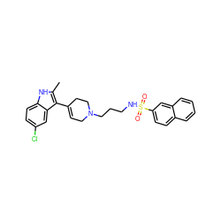 Cc1[nH]c2ccc(Cl)cc2c1C1=CCN(CCCNS(=O)(=O)c2ccc3ccccc3c2)CC1 ZINC000114603229