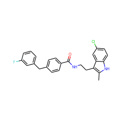 Cc1[nH]c2ccc(Cl)cc2c1CCNC(=O)c1ccc(Cc2cccc(F)c2)cc1 ZINC000205328970