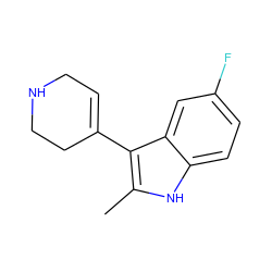 Cc1[nH]c2ccc(F)cc2c1C1=CCNCC1 ZINC000084298917