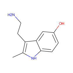 Cc1[nH]c2ccc(O)cc2c1CCN ZINC000002572146