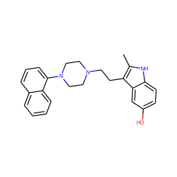 Cc1[nH]c2ccc(O)cc2c1CCN1CCN(c2cccc3ccccc23)CC1 ZINC000169339885