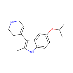 Cc1[nH]c2ccc(OC(C)C)cc2c1C1=CCNCC1 ZINC000096910230