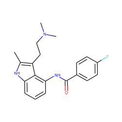 Cc1[nH]c2cccc(NC(=O)c3ccc(F)cc3)c2c1CCN(C)C ZINC000027319374