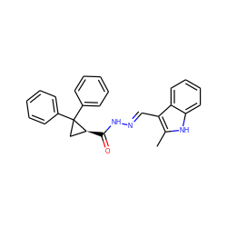 Cc1[nH]c2ccccc2c1/C=N/NC(=O)[C@H]1CC1(c1ccccc1)c1ccccc1 ZINC000000833203