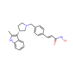 Cc1[nH]c2ccccc2c1[C@@H]1CCN(Cc2ccc(/C=C/C(=O)NO)cc2)C1 ZINC000049110869