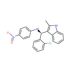 Cc1[nH]c2ccccc2c1[C@H](Nc1ccc([N+](=O)[O-])cc1)c1ccccc1Cl ZINC000084690078