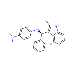 Cc1[nH]c2ccccc2c1[C@H](Nc1ccc(N(C)C)cc1)c1ccccc1Cl ZINC000084671962