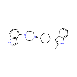 Cc1[nH]c2ccccc2c1[C@H]1CC[C@@H](N2CCN(c3cccc4[nH]ccc34)CC2)CC1 ZINC000101181252