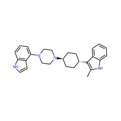 Cc1[nH]c2ccccc2c1[C@H]1CC[C@H](N2CCN(c3cccc4[nH]ccc34)CC2)CC1 ZINC000101181255