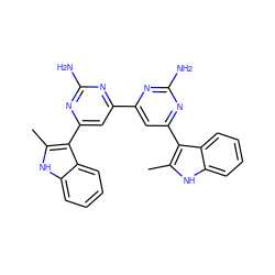 Cc1[nH]c2ccccc2c1-c1cc(-c2cc(-c3c(C)[nH]c4ccccc34)nc(N)n2)nc(N)n1 ZINC000001588368