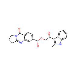 Cc1[nH]c2ccccc2c1C(=O)COC(=O)c1ccc2c(=O)n3c(nc2c1)CCC3 ZINC000002652215