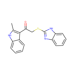 Cc1[nH]c2ccccc2c1C(=O)CSc1nc2ccccc2[nH]1 ZINC000000546277