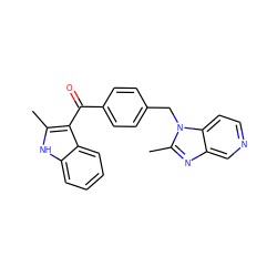 Cc1[nH]c2ccccc2c1C(=O)c1ccc(Cn2c(C)nc3cnccc32)cc1 ZINC000013776694