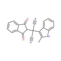 Cc1[nH]c2ccccc2c1C(C#N)(C#N)C1C(=O)c2ccccc2C1=O ZINC000100081493