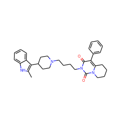 Cc1[nH]c2ccccc2c1C1CCN(CCCCn2c(=O)c(-c3ccccc3)c3n(c2=O)CCCC3)CC1 ZINC000045245398