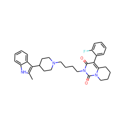 Cc1[nH]c2ccccc2c1C1CCN(CCCCn2c(=O)c(-c3ccccc3F)c3n(c2=O)CCCC3)CC1 ZINC000045318168