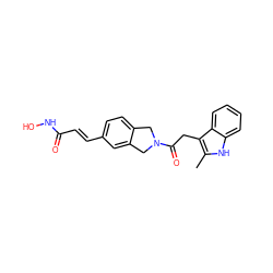 Cc1[nH]c2ccccc2c1CC(=O)N1Cc2ccc(/C=C/C(=O)NO)cc2C1 ZINC000072176236