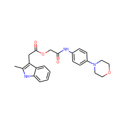 Cc1[nH]c2ccccc2c1CC(=O)OCC(=O)Nc1ccc(N2CCOCC2)cc1 ZINC000031141380