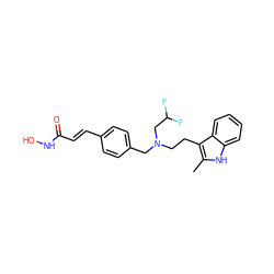 Cc1[nH]c2ccccc2c1CCN(Cc1ccc(/C=C/C(=O)NO)cc1)CC(F)F ZINC000072112523