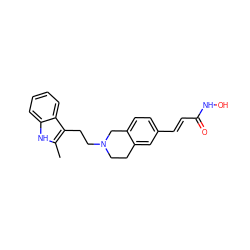 Cc1[nH]c2ccccc2c1CCN1CCc2cc(/C=C/C(=O)NO)ccc2C1 ZINC000049115228