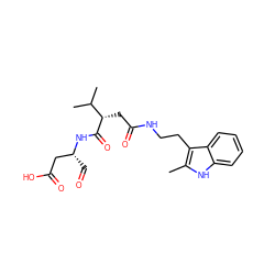 Cc1[nH]c2ccccc2c1CCNC(=O)C[C@H](C(=O)N[C@H](C=O)CC(=O)O)C(C)C ZINC000058575808