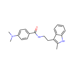 Cc1[nH]c2ccccc2c1CCNC(=O)c1ccc(N(C)C)cc1 ZINC000075015563