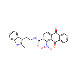 Cc1[nH]c2ccccc2c1CCNC(=O)c1ccc2c(c1[N+](=O)[O-])C(=O)c1ccccc1C2=O ZINC000008672503