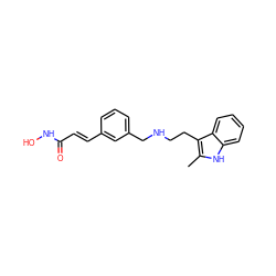 Cc1[nH]c2ccccc2c1CCNCc1cccc(/C=C/C(=O)NO)c1 ZINC001772601825