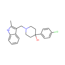 Cc1[nH]c2ccccc2c1CN1CCC(O)(c2ccc(Cl)cc2)CC1 ZINC000028878460