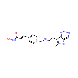 Cc1[nH]c2cncnc2c1CCNCc1ccc(/C=C/C(=O)NO)cc1 ZINC000072141468