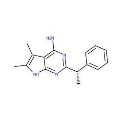 Cc1[nH]c2nc([C@@H](C)c3ccccc3)nc(N)c2c1C ZINC000013835476