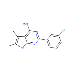 Cc1[nH]c2nc(-c3cccc(Cl)c3)nc(N)c2c1C ZINC000026729751