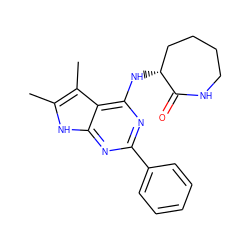 Cc1[nH]c2nc(-c3ccccc3)nc(N[C@@H]3CCCCNC3=O)c2c1C ZINC000026477357