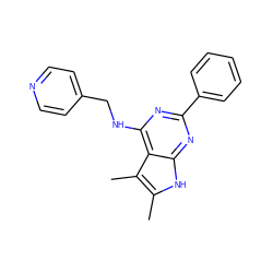 Cc1[nH]c2nc(-c3ccccc3)nc(NCc3ccncc3)c2c1C ZINC000026491451