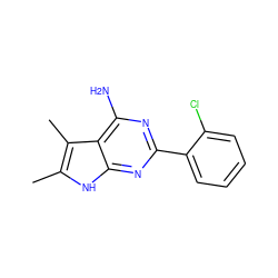 Cc1[nH]c2nc(-c3ccccc3Cl)nc(N)c2c1C ZINC000026673293