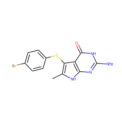 Cc1[nH]c2nc(N)[nH]c(=O)c2c1Sc1ccc(Br)cc1 ZINC000028524046