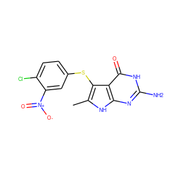 Cc1[nH]c2nc(N)[nH]c(=O)c2c1Sc1ccc(Cl)c([N+](=O)[O-])c1 ZINC000028522977