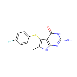 Cc1[nH]c2nc(N)[nH]c(=O)c2c1Sc1ccc(F)cc1 ZINC000028525268