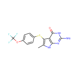 Cc1[nH]c2nc(N)[nH]c(=O)c2c1Sc1ccc(OC(F)(F)F)cc1 ZINC000028522970