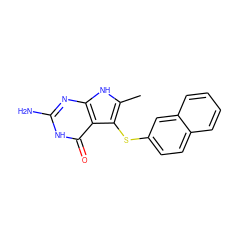 Cc1[nH]c2nc(N)[nH]c(=O)c2c1Sc1ccc2ccccc2c1 ZINC000013760109