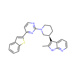 Cc1[nH]c2ncccc2c1[C@@H]1CCCN(c2nccc(-c3cc4ccccc4s3)n2)C1 ZINC000071329279