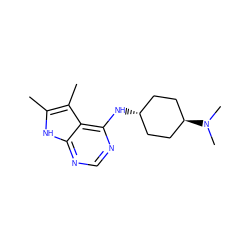 Cc1[nH]c2ncnc(N[C@H]3CC[C@H](N(C)C)CC3)c2c1C ZINC001772607822