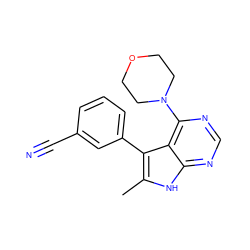 Cc1[nH]c2ncnc(N3CCOCC3)c2c1-c1cccc(C#N)c1 ZINC000210747399