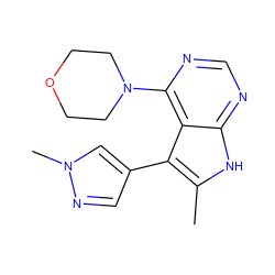 Cc1[nH]c2ncnc(N3CCOCC3)c2c1-c1cnn(C)c1 ZINC000224888645