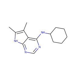 Cc1[nH]c2ncnc(NC3CCCCC3)c2c1C ZINC000012352635