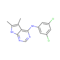 Cc1[nH]c2ncnc(Nc3cc(Cl)cc(Cl)c3)c2c1C ZINC000003815296