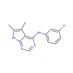 Cc1[nH]c2ncnc(Nc3cccc(Br)c3)c2c1C ZINC000000020644