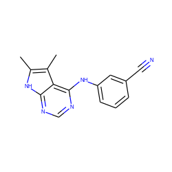 Cc1[nH]c2ncnc(Nc3cccc(C#N)c3)c2c1C ZINC000003815304