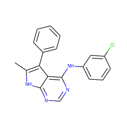 Cc1[nH]c2ncnc(Nc3cccc(Cl)c3)c2c1-c1ccccc1 ZINC000003815311